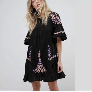 Free People Pavlo Babydoll Dress In Black Size Small